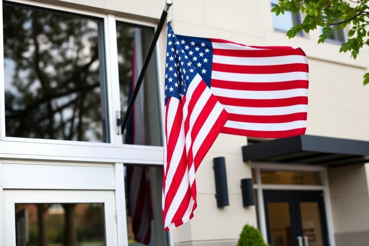 American flag outside a federal building